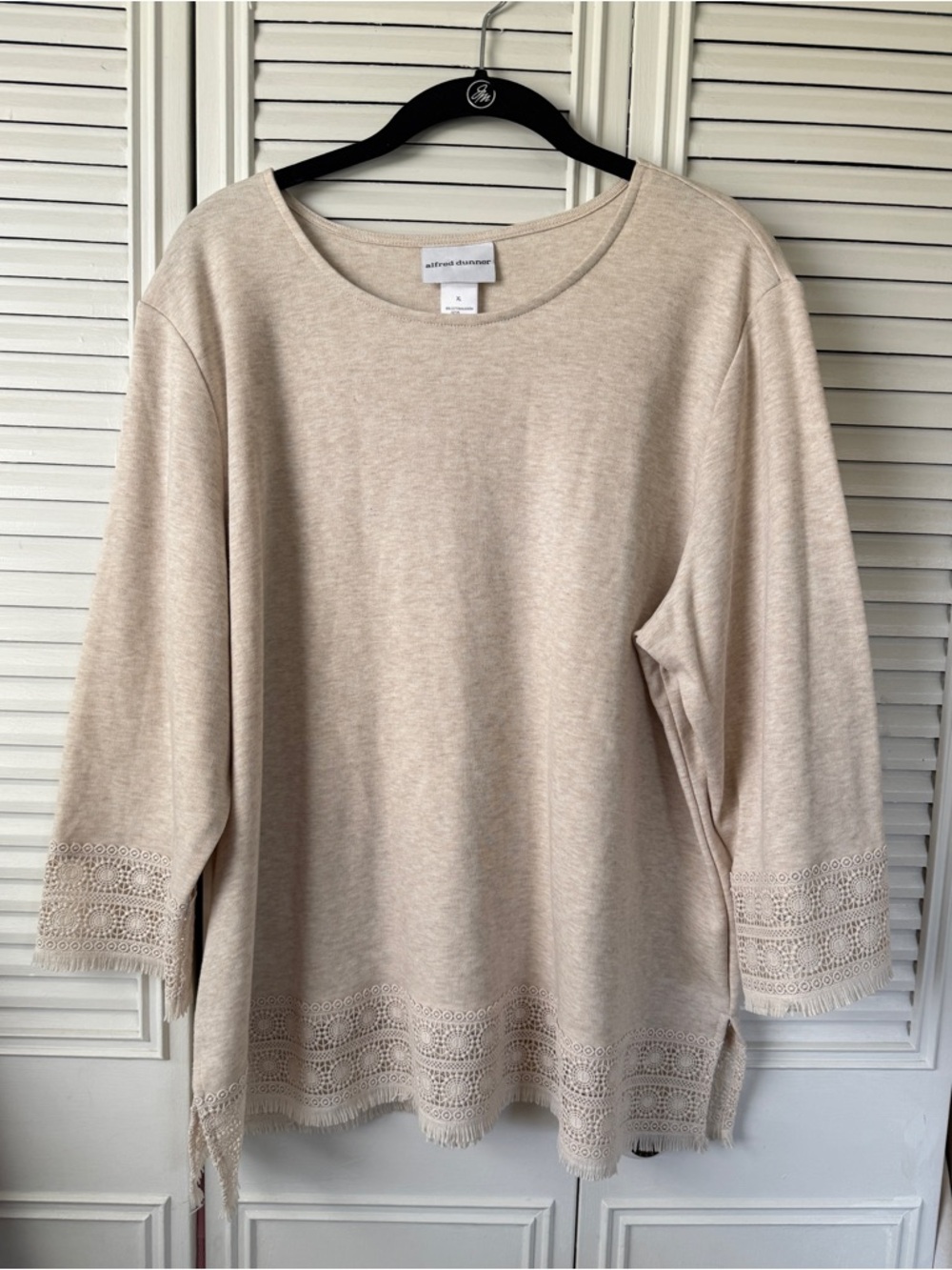 Alfred Dunner Neutral Lace Hem Top